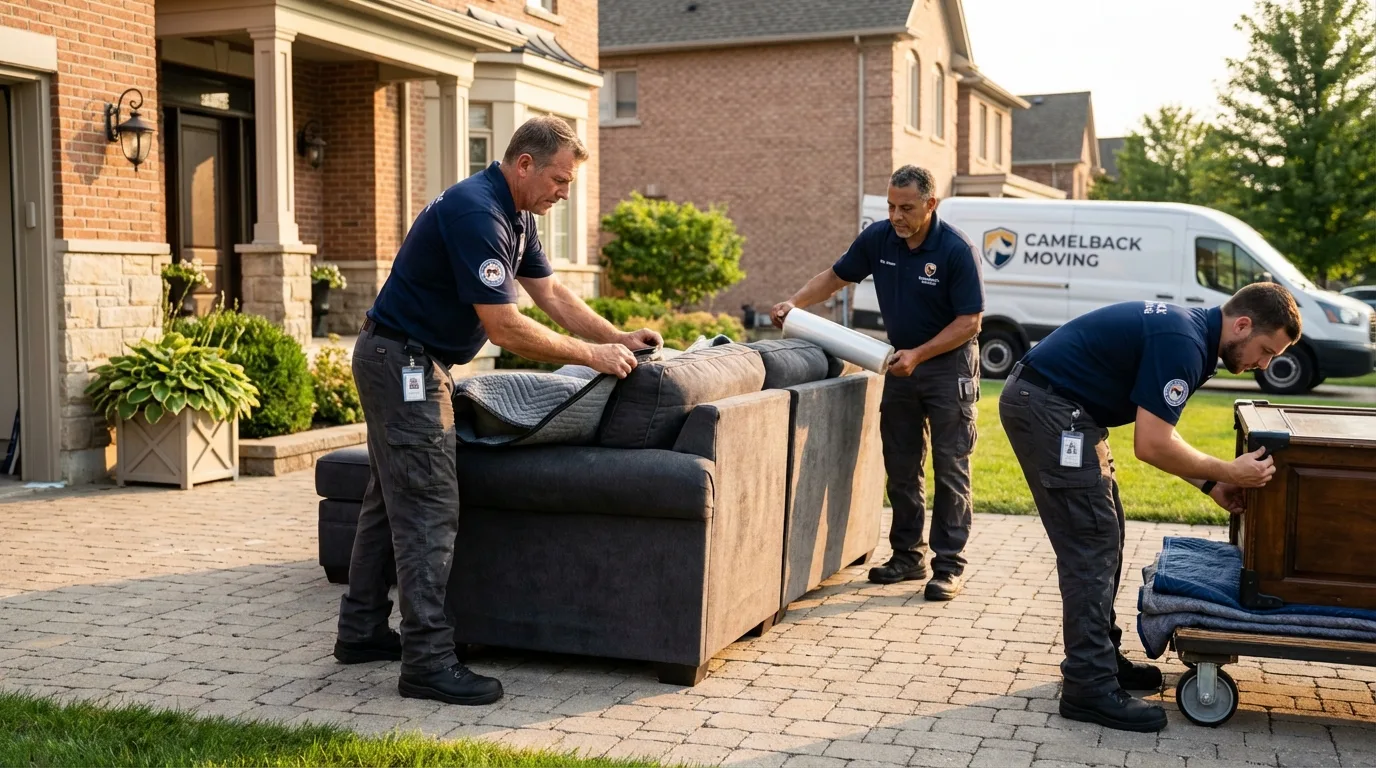 Large estate moving crew wrapping furniture in Savage, MD